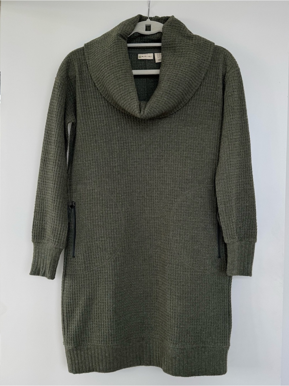 Dakini Olive Waffle Knit Sweater Dress